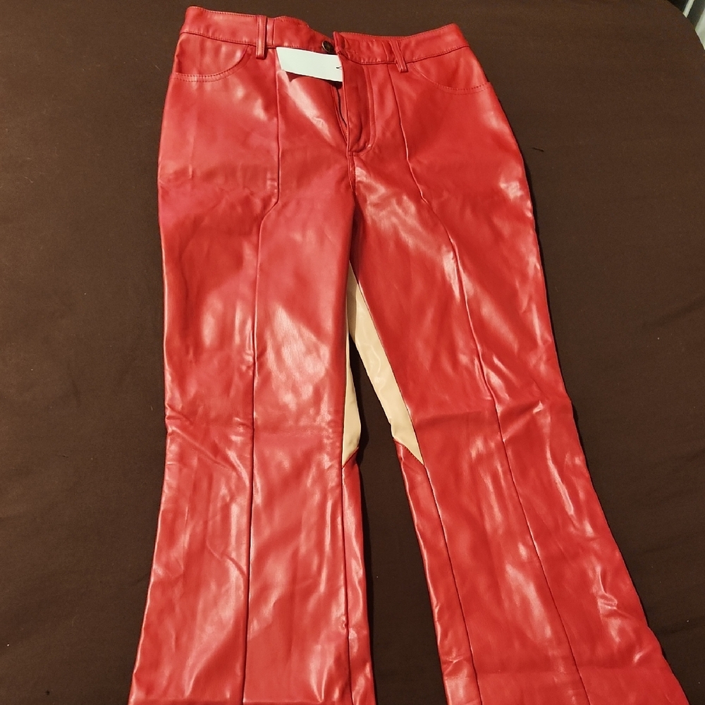 Rehab Vibrant Red Leather Pants